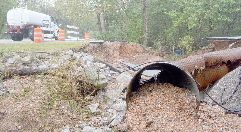 Keith Bryant/The Weekly Vista Highland Road remains closed after collapsing in the Oct. 6 flood.