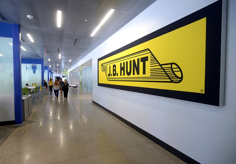 A view of the break area inside the new expansion Thursday, July 6, 2017, at the J.B. Hunt Transport headquarters in Lowell.