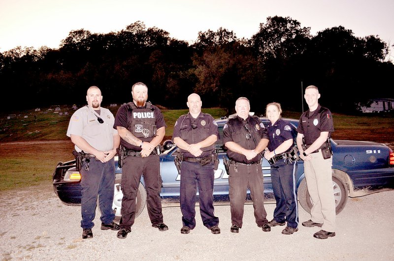 RACHEL DICKERSON/MCDONALD COUNTY PRESS Members of the Lanagan Police Department are pictured on Oct. 3. They are Sgt. J. Phillips (left), M. Lowe, Chief C. Creekmore, Cpt. C. Peek, Cpl. C. Poitras and C. Hackworth. Not pictured are J. Chandler, Lt. R. Wilson, A. Miller, A. Lemon and R. Criss.