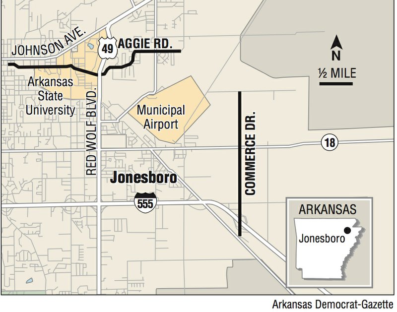 A map showing the location of Jonesboro and Arkansas State University. 