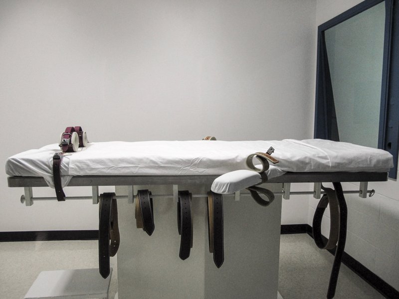 FILE - This July 7, 2010 file photo, shows Nebraska's lethal injection chamber at the State Penitentiary in Lincoln, Neb. 