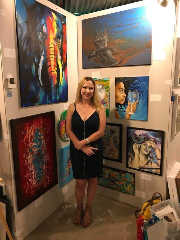 Jeanette Odom poses for a photo at the Pancake and Booze event in Dallas' Deep Ellum district in September 2019. This was Odom's first exhibit.