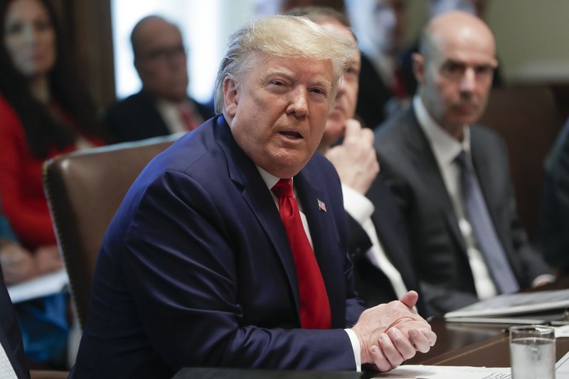 President Donald Trump speaks during a Cabinet meeting in the Cabinet Room of the White House, Monday, Oct. 21, 2019, in Washington. (AP Photo/Pablo Martinez Monsivais)

