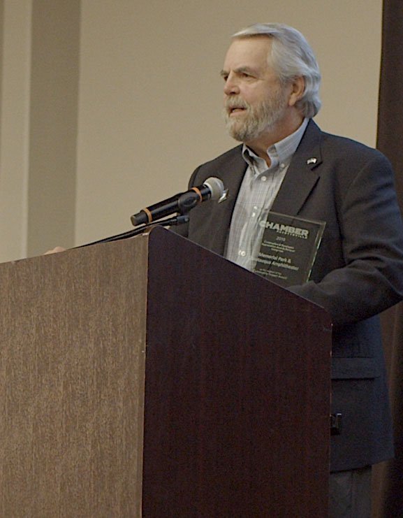 Photo submitted Mayor John Mark Turner accepts Community Impact Award at Fayetteville Chamber Banquet on Monday, Oct. 21, 2019.