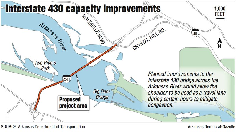 A map showing the Interstate 430 capacity improvements.