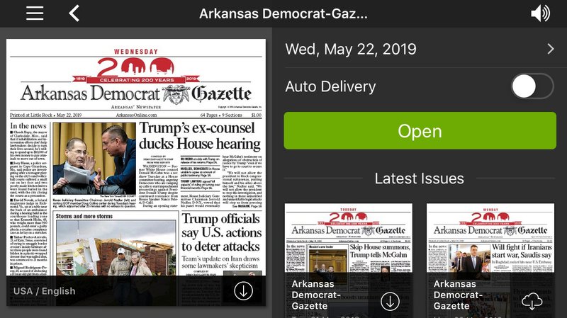 FILE — The Arkansas Democrat-Gazette iPad app is shown in this file photo.