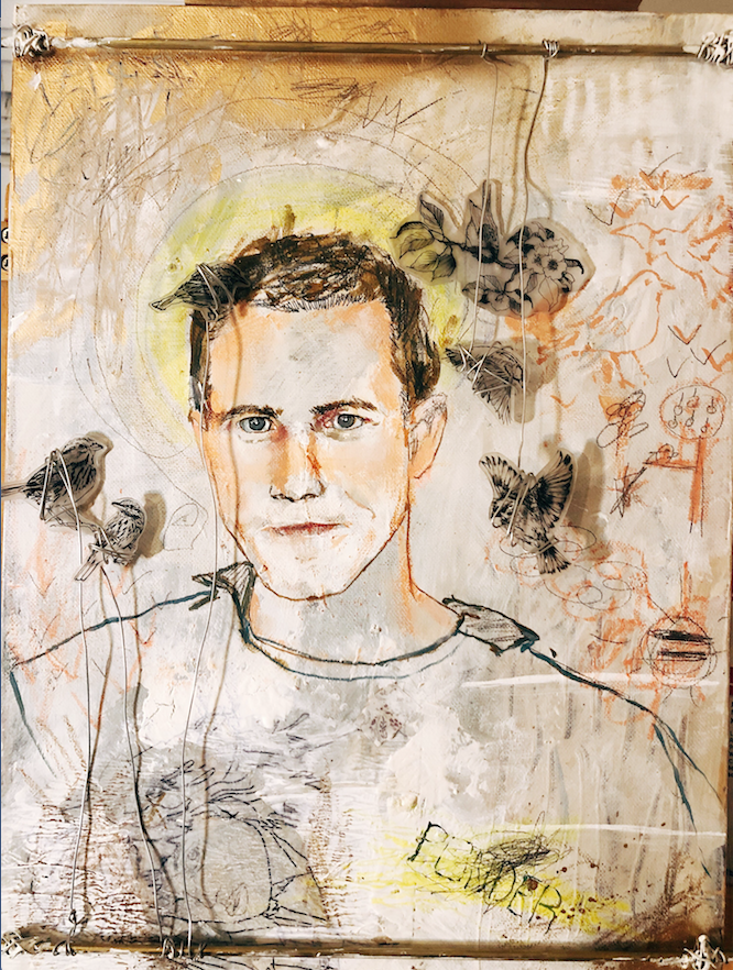 Little Rock artist Milkdadd’s mixed media portrait is created from acrylic paint, ink, oil, spray paint, metal, wire, copper piping and more. The title is "My Name Is John Ponder." (Courtesy Compassion Works for All)