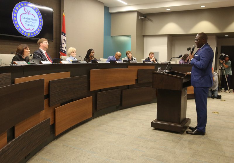 Little Rock Mayor Frank Scott Jr. speaks during the State Board of Education meeting concerning the Little Rock School District on Thursday, Oct. 10, 2019. 
