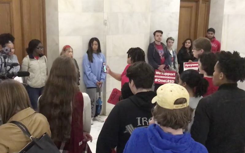 Dozens of high school students who attend the Little Rock School District made their way to the State Capitol on Wednesday in an attempt to talk to Gov. Asa Hutchinson. 