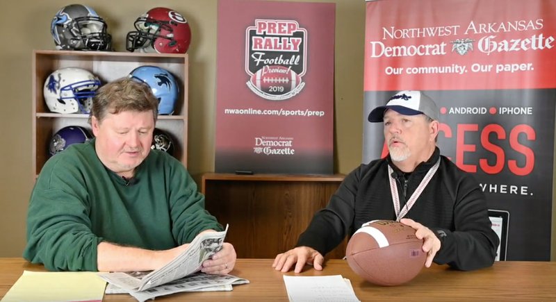 Rick Fires, left, and Chip Souza during the Prep Rally broadcast.
