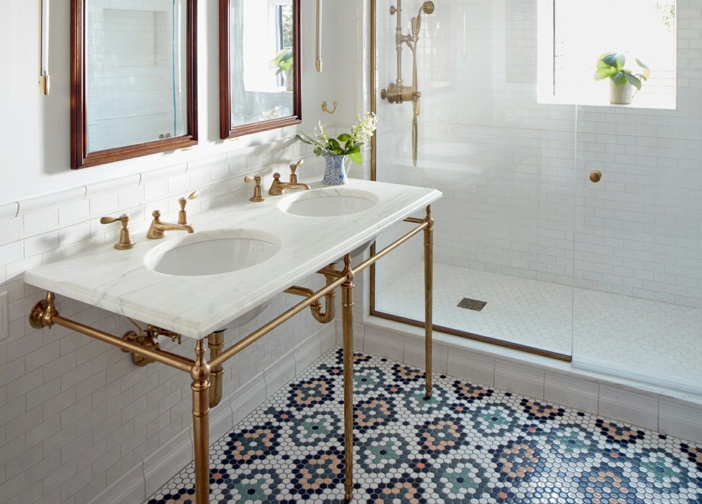 The intricate tile pattern for this master bath was created by senior designer Chelsie Lee of Jessica Helgerson Interior Design. (Photo by Christopher Sturman via The Washington Post)