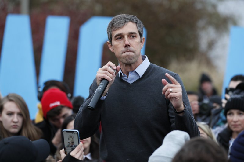 Democratic presidential candidate Beto O'Rourke speaks to supporters before the Iowa Democratic Party's Liberty and Justice Celebration, Friday, Nov. 1, 2019, in Des Moines, Iowa. O'Rourke told his supporters that he was ending his presidential campaign. (AP Photo/Charlie Neibergall)