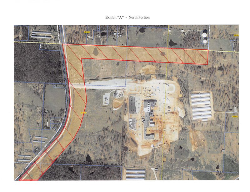 This map, provided by the city of Gentry, shows the northernmost strip of land to be annexed into the city should the ordinance pass and the voters approve in April 2020.