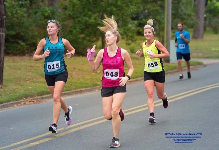 Leslie Darden, Carrie Jackson and Chelsey Owens run in the MusicFest 10K in October 2019. Darden and Jackson will run in the 2020 Boston Marathon. Photo courtesy Carrie Jackson