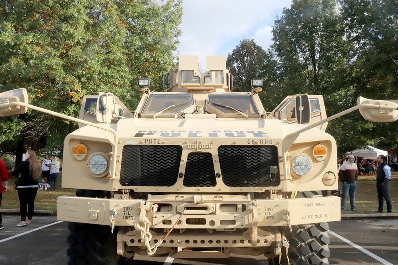 LYNN KUTTER ENTERPRISE-LEADER Prairie Grove Police Department has a military all-terrain vehicle now at its disposal to respond to natural disasters and major crisis situations. The military vehicle came from the U.S. Department of Defense through the 1033 Program.