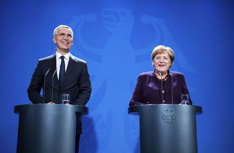 In Berlin on Thursday, NATO Secretary General Jens Stoltenberg and German Chancellor Angela Merkel rejected criticism that the U.S. is causing the “brain death” of NATO. 