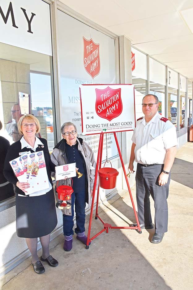 Capts. Trish, left, and Michael Knott, right, officers for the Salvation Army Conway Corps, and Minnie McCulley, center, who has been with The Salvation Army since 1956, get ready for the Red Kettle campaign, the nonprofit’s biggest fundraiser. Its proceeds are used for operating expenses — utilities and rent throughout the year — as well as to buy gifts for children whose names are left on the Angel Trees. The official campaign kickoff will be at 10 a.m. Nov. 19 at First Security Bank, 1390 Old Morrilton Highway.