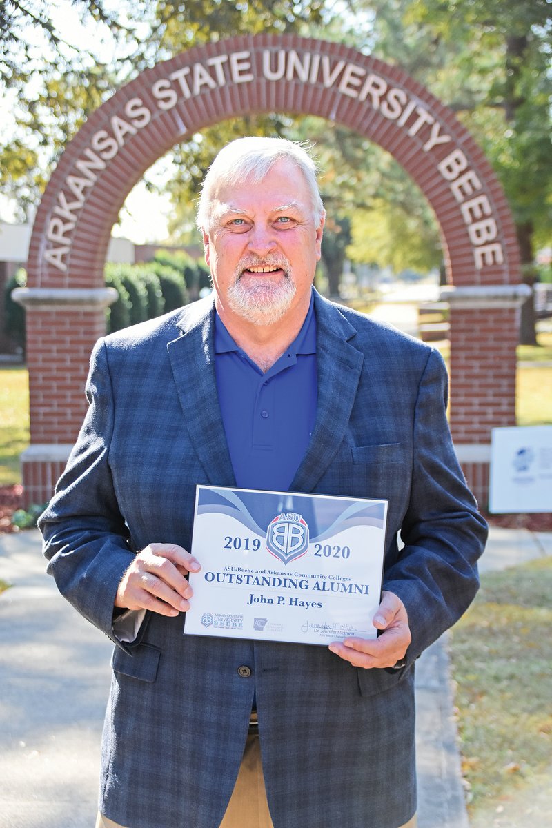 John Hayes of Beebe was honored as the Outstanding Alumni from Arkansas State University-Beebe. Hayes, who recently retired from the insurance business in Beebe, graduated from the college in 1975.