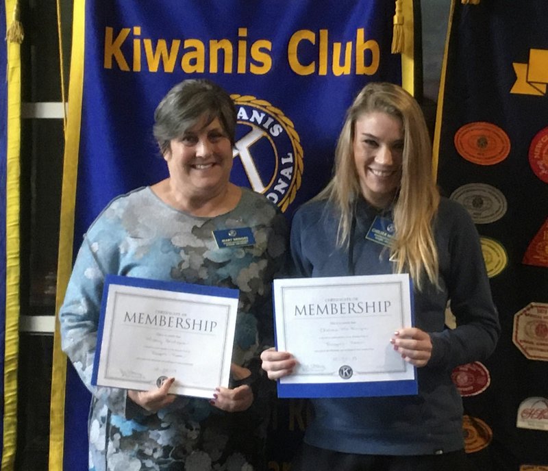 Courtesy photo The Rogers Noon Kiwanis has inducted two new members, Mary Bridges (from left) and Chelsea McKenzie.