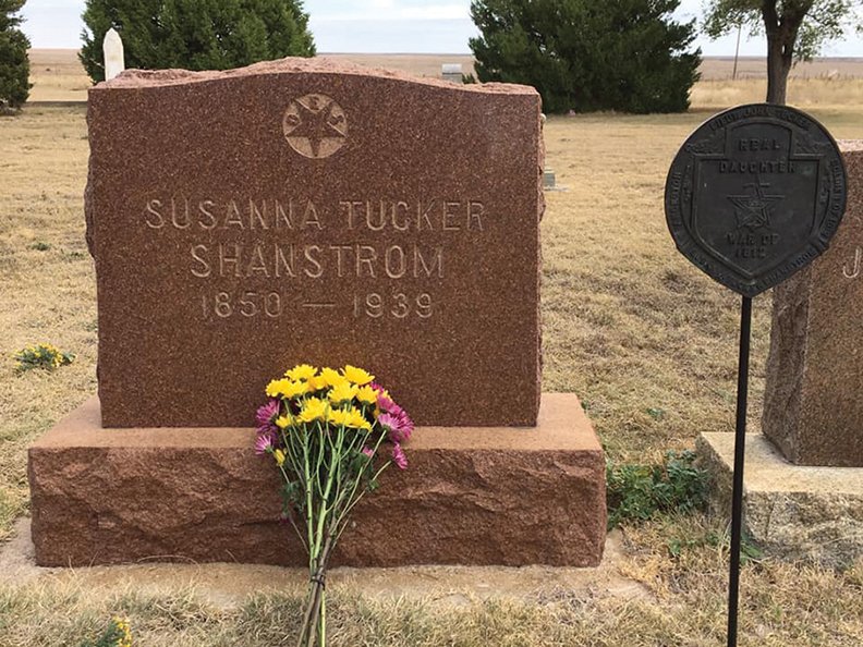 The marker inscribed with the name Susanna Tucker Shamstrom, "Real Daughter," of Lt. John Tucker Jr. War of 1812. - Submitted photo