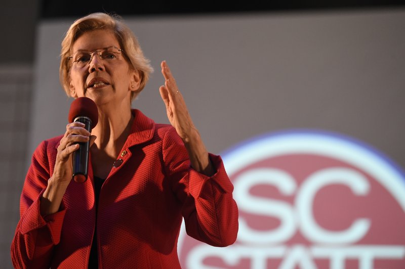  Democratic presidential candidate Sen. Elizabeth Warren speaks about student loan debt relief legislation Saturday at South Carolina State University in Orangeburg, S.C. Warren has been rising in the polls for months, has become a Democratic presidential primary front runner who is being portrayed by Kate McKinnon on "Saturday Night Live." But for many, Warren is still a relative unknown. - AP Photo/Meg Kinnard