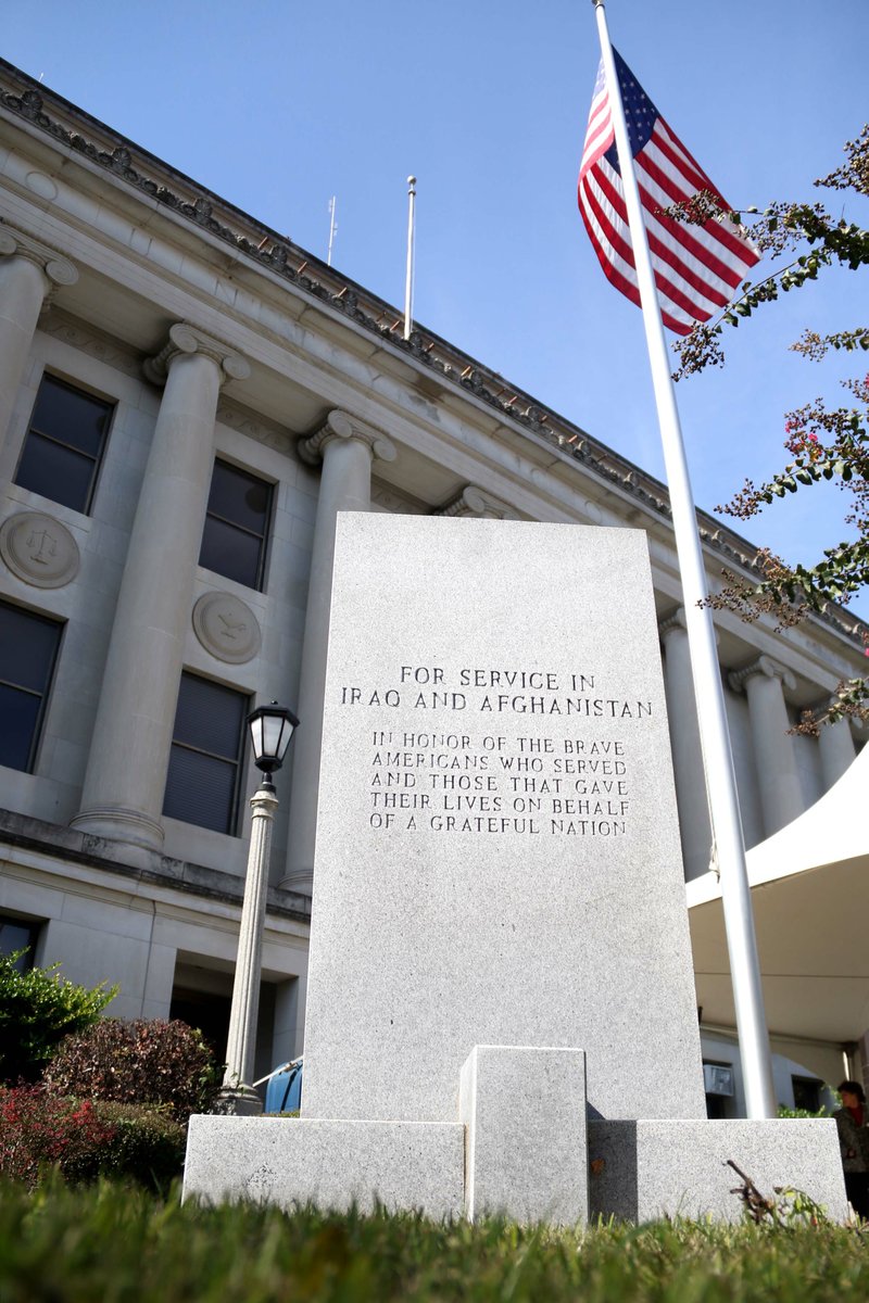 An Eagle Scout project for local Robert Lehew, this monument stands on the east lawn of the Union County Courthouse. Lehew designed the layout, raised funds and coordinated construction of the monument honoring Union County citizens who served in Iraq and Afghanistan.