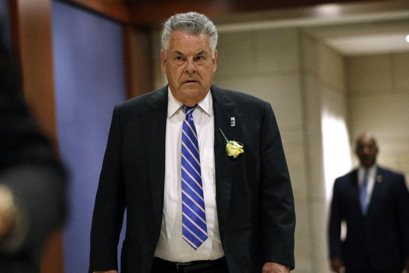 The Associated Press MEMBERS-ONLY: In this May 21 file photo, Rep. Peter King, R-N.Y., arrives for a classified members-only briefing on Iran on Capitol Hill in Washington. King announced Monday, he will not seek reelection in 2020. The 14-term Republican congressman said in a Facebook post that his commute was a main factor in his decision, saying he wants "flexibility to spend more time" with his children and grandchildren.