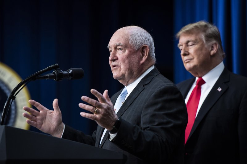 Agriculture Secretary Sonny Perdue has helped keep farmers' support of President Trump &quot;overwhelmingly solid,&quot; acting chief of staff Mick Mulvaney said. MUST CREDIT: Washington Post photo by Jabin Botsford.