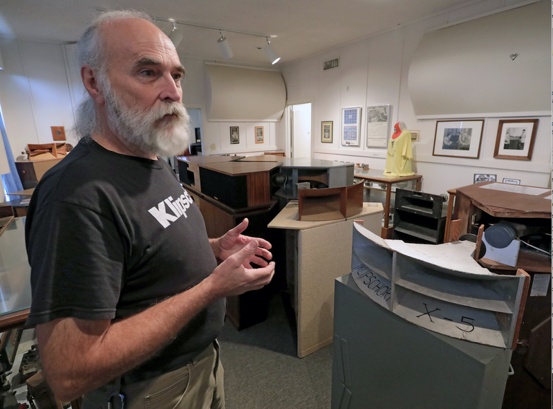 Jim Hunter, curator of the Klipsch Museum of Audio History in Hope, speaks during a tour last month. (Arkansas Democrat-Gazette/JOHN SYKES, JR.)
