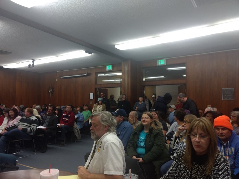 A host of residents of Camden gather before the Camden City Council Board of Aldermen meeting Tuesday night. Camden’s long debated ordinance that would have established an entertainment district was withdrawn by Alderman James Bell.