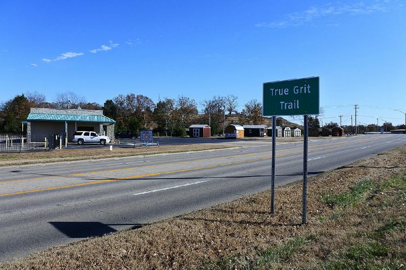 This sign, unveiled Thursday by the Arkansas Department of Transportation, designates a section of Arkansas 22 in Fort Smith as the “True Grit Trail.”