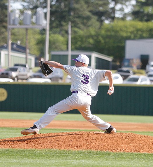 Terrance Armstard/News-Times In the file photo, Junction Ciity's Keelan Hodge throws a pitch during a game against Parkers Chapel during the 2019 season. Hodge signed with Arkansas Rich Mountain on Thursday.