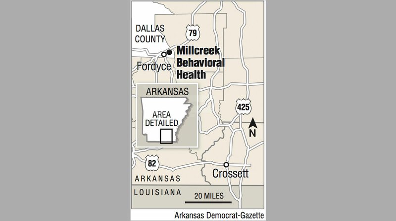 A map showing the location of Millcreek Behavioral Health