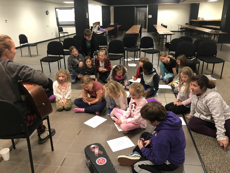 Courtesy Photo The cast of "The Mighty" learns the song "My Shot" as Pilot Arts founder Missy Gipson looks on (left).