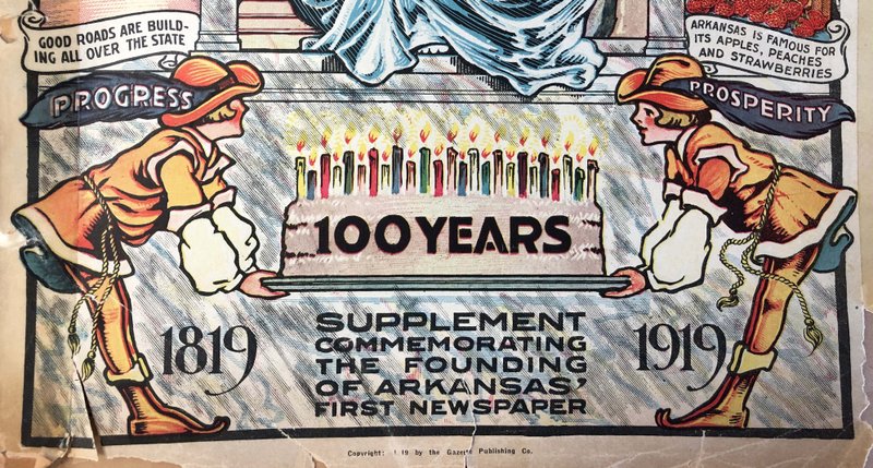 Excerpt from the cover of the 1919 Arkansas Gazette Centennial Edition, a 244-special section published Nov. 20, 1919. (Arkansas Democrat-Gazette)