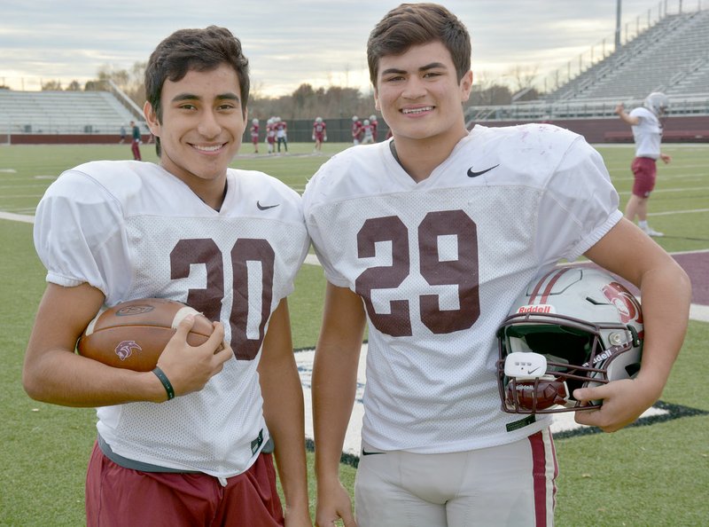 Graham Thomas/Herald-Leader After not seeing much varsity action as sophomores and juniors, Armando Munoz (left) and Esguin Bocanegra have played big roles for Siloam Springs as seniors. Munoz starts at defensive back, while Bocanegra mans an outside linebacker spot for the Panthers, who play at Greenwood at 7 p.m. Friday in the Class 6A quarterfinals.