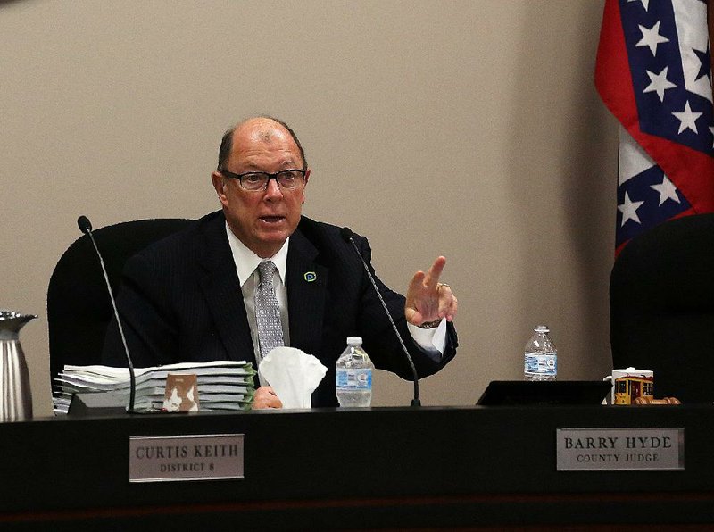 Pulaski County Judge Barry Hyde is shown at the Pulaski County Quorum Court in Little Rock in this file photo.