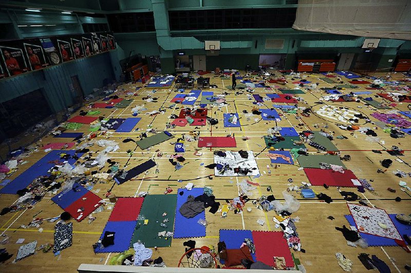 Protesters’ belongings litter the floor Wednesday on the campus of the Polytechnic University in Hong Kong. More photos are available at arkansasonline.com/1121hongkong/ 