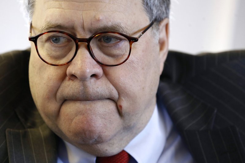Attorney General William Barr speaks with an Associated Press reporter on board an aircraft en route to Cleveland on Thursday during a two-day trip to Ohio and Montana. - AP Photo/Patrick Semansky story.lead_photo.caption