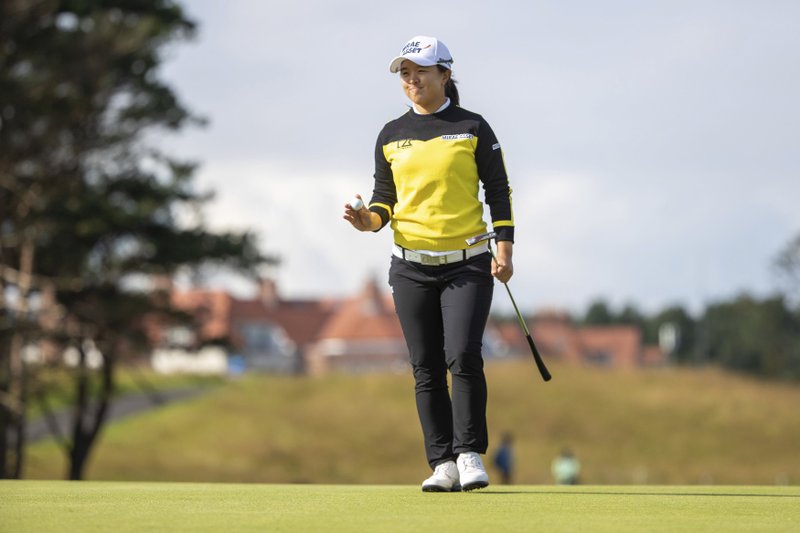 Korea's Sei Young Kim acknowledges the gallery at the 16th hole during day one of the Ladies Scottish Open golf tournament at The Renaissance Club, North Berwick, Scotland, Thursday Aug. 8, 2019. 