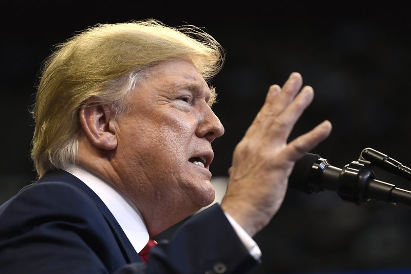 President Donald Trump speaks at a campaign rally in Sunrise, Fla., Tuesday, Nov. 26, 2019. (AP Photo/Susan Walsh)

