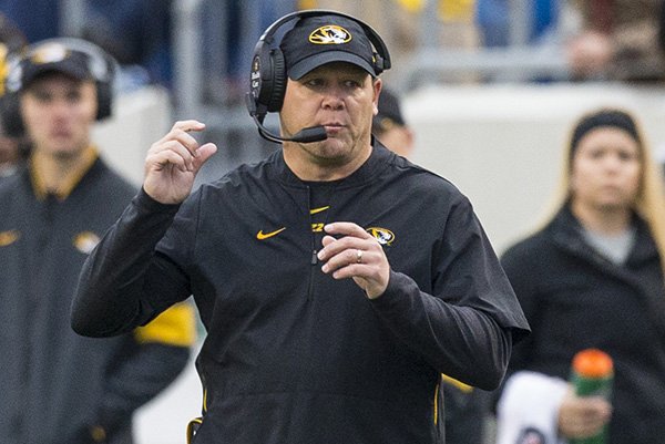 Missouri coach Barry Odom is shown during a game against Arkansas on Friday, Nov. 29, 2019, in Little Rock. 