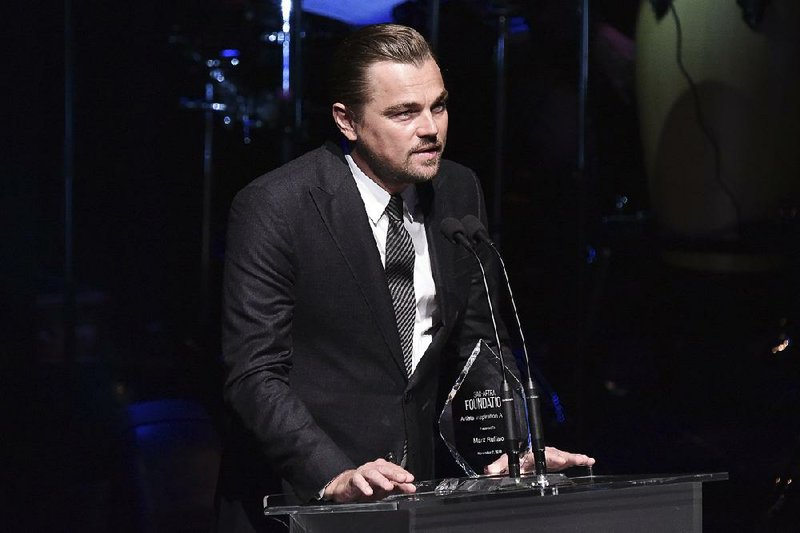 Leonardo DiCaprio onstage at SAG-AFTRA Foundation's 2019 Patron of the Artists Awards at the Wallis Annenberg Center for the Performing Arts on Thursday, Nov. 7, 2019, in Beverly Hills, Calif. (Photo by Richard Shotwell/Invision/AP)