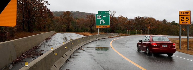 A motorist reaches the last exit on the east end of the King Expressway on Nov, 7. - Photo by Richard Rasmussen of The Sentinel-Record