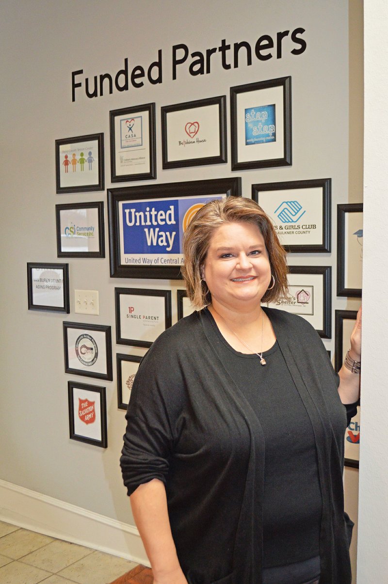 Aimee Prince, resource-development director for the United Way of Central Arkansas, stands in the agency’s downtown office. She was named interim executive director of the nonprofit agency after Maret Cahill Wicks announced she would be leaving for a position at Arvest Bank.