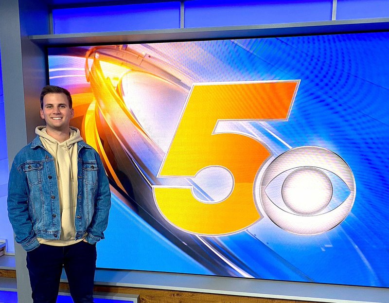 Dax Clark stands on the 5NEWS set in Springdale. 