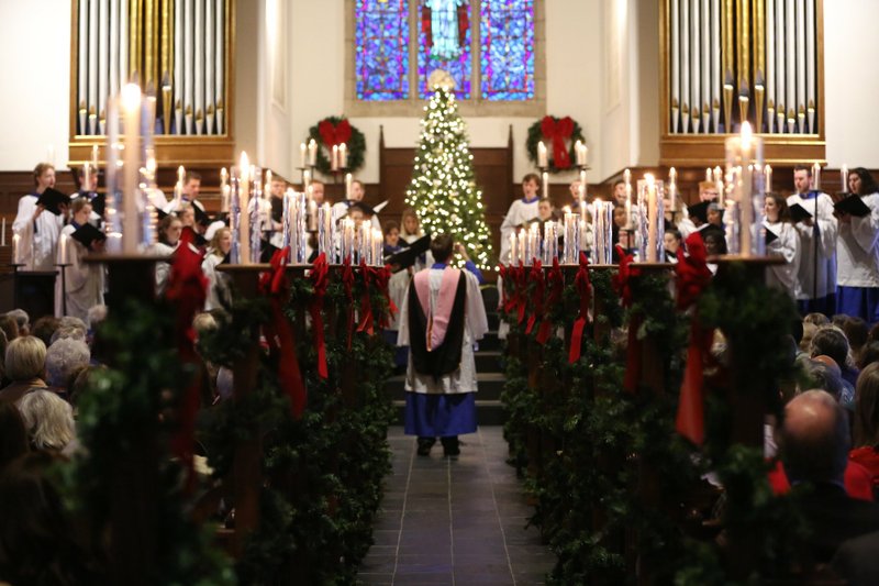 The Hendrix College Choir performs in the\ annual Candlelight Carol Service, today through Sunday in the Conway college's Greene Chapel. Special to the Democrat-Gazette/Nelson Chenault