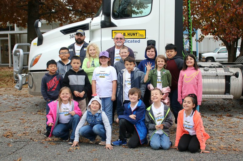 MEGAN DAVIS/MCDONALD COUNTY PRESS Mr. Steve Hawkins' third-grade class at Southwest City Elementary was selected by J.B. Hunt to receive $500 worth of classroom supplies by way of the Adopt-a-Class program.