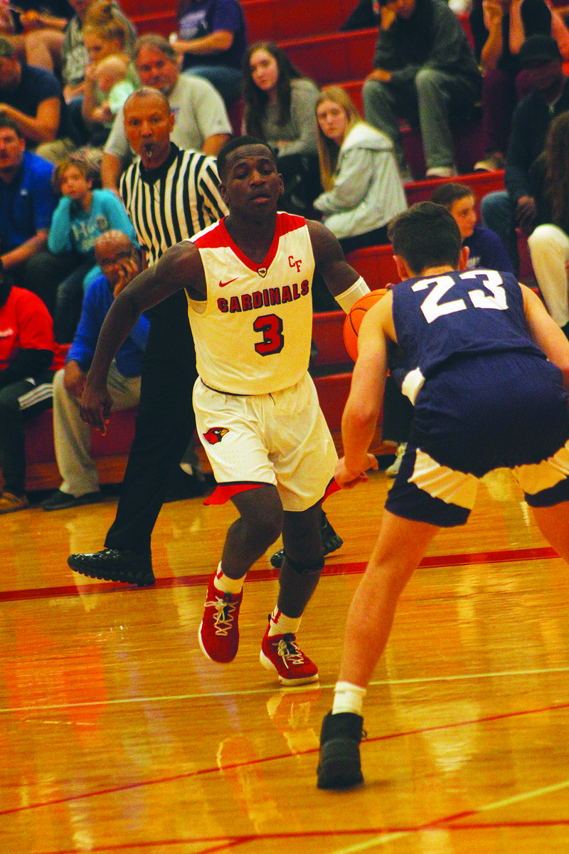 Dashaire Ford-Burton looks to speed past a defender during the home game against the Centerpoint Knights. The Cardinals will travel to face the El Dorado Wildcats with JV games starting at 5 p.m. tonight.