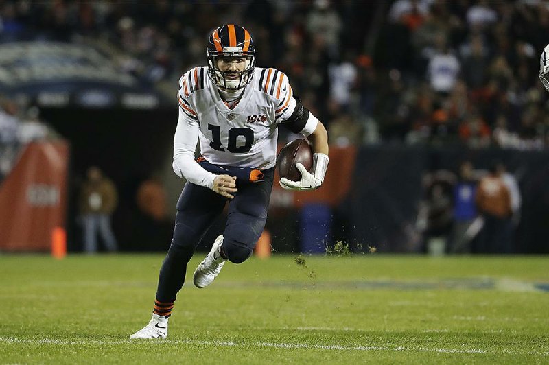 Chicago Bears quarterback Mitchell Trubisky runs for a 23-yard touchdown during the Bears’ victory over the Dallas Cowboys on Thursday night. Trubisky also had three touchdown passes. 